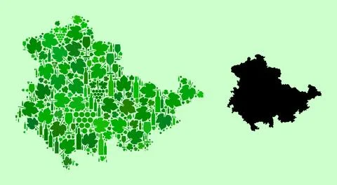 Map of Thuringia State - Collage of Wine and Grapes Illustrazione stock