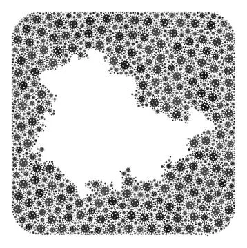 Map of Thuringia State - Covid-2019 Virus Mosaic with Stencil イラスト素材