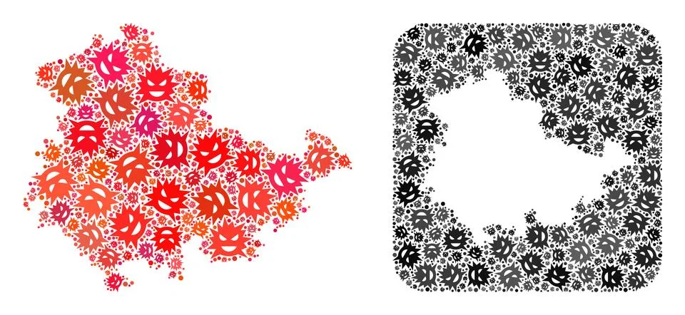 Map of Thuringia State - Evil Virus Collage with Subtracted Space Illustrazione stock