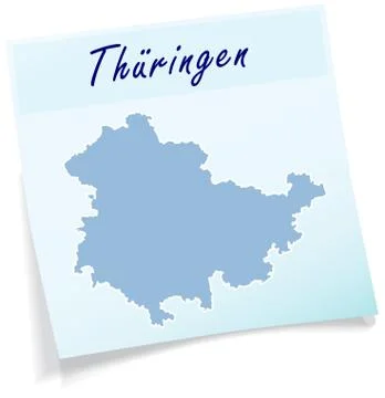 Map of thuringia as sticky note Illustrazione stock