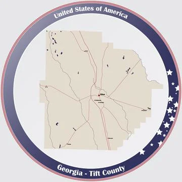 Map of Tift County in Georgia Stock Illustration