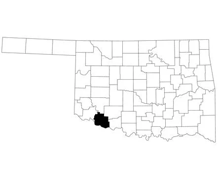 Map of Tillman County in Oklahoma state on white background. single County .. Illustrazione stock