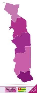 Map of togo with borders in violet Stock Illustration