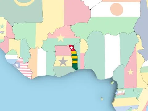 Map of Togo with flag on globe Stock-Illustration