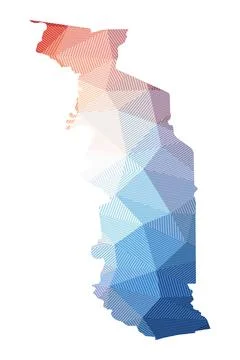 Map of Togo. Low poly illustration of the country. Geometric design with st.. 스톡 일러스트