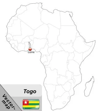 Map of togo with main cities in gray Stock Illustration
