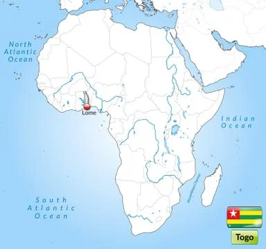 Map of togo with main cities in gray Stock Illustration