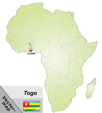 Map of togo with main cities in green Stock Illustration