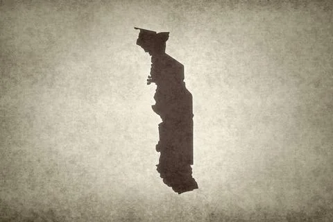 Map of Togo on a paper Stock Illustration