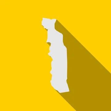 Map of Togo on yellow Background with long shadow Stock Illustration