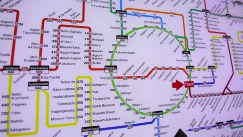 Map of Tokyo underground. Japan Stock Footage 77452534