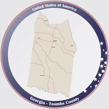 Map of Toombs County in Georgia Stock Illustration