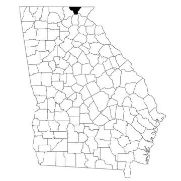 Map of towns County in Georgia state on white background. single County map.. Stock Illustration