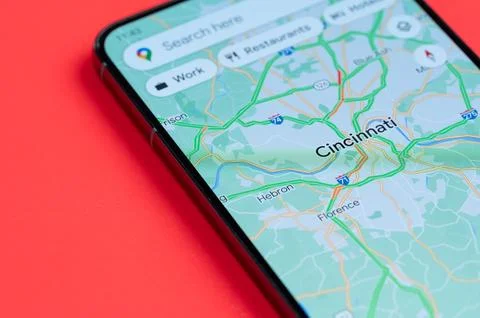 Map of traffic jams in Cincinnati Stock Photos