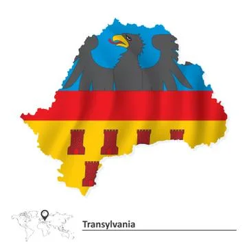 Map of Transylvania with flag Stock Illustration