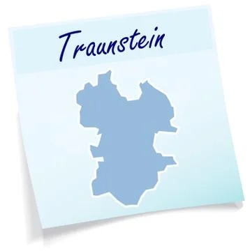 Map of traunstein as sticky note Stock Illustration