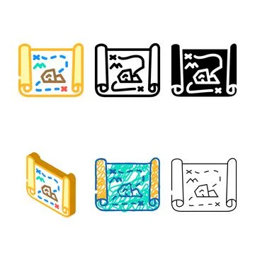 Map with treasure color icon multistyle vector Stockillustratie