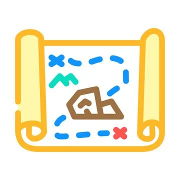 Map with treasure color icon vector illustration Stock Illustration