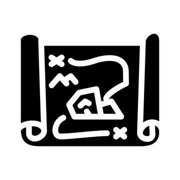 Map with treasure glyph icon vector illustration Stock Illustration