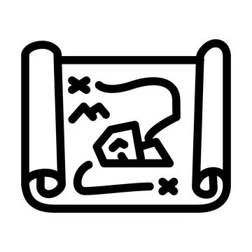 Map with treasure line icon vector illustration Stock Illustration