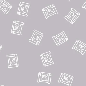 Map with treasure line vector seamless pattern Stock Illustration