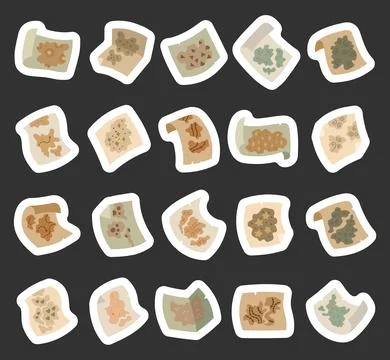 Map treasure set in scandinavian style Stock Illustration