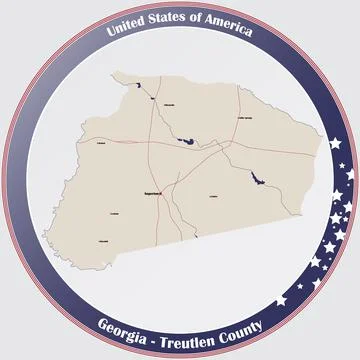 Map of Treutlen County in Georgia Stock Illustration