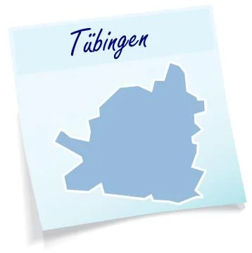 Map of tuebingen as sticky note Stock Illustration