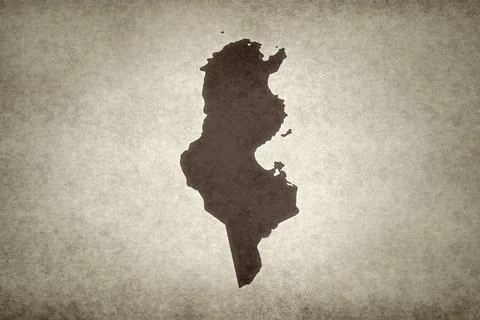 Map of Tunisia on a paper Stock Illustration