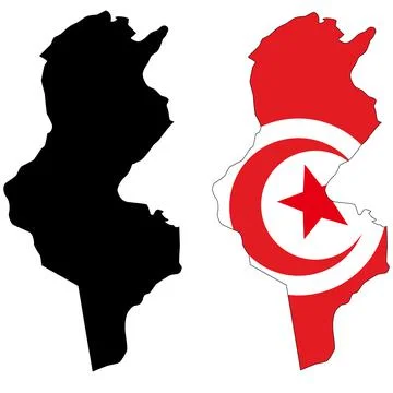 Map of Tunisia on white background. map and flag of Tunisia. flat style. Stock Illustration