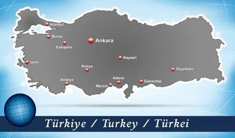 Map of turkey with abstract background in blue Stock Illustration