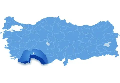 Map of Turkey, Antalya Stock Illustration