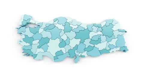 Map of Turkey in blue-green colors, top view. Stock Footage 140098113