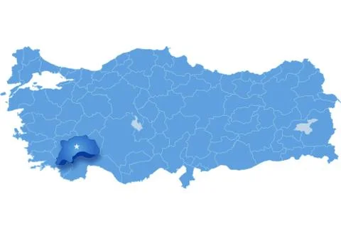 Map of Turkey , Burdur Stock Illustration