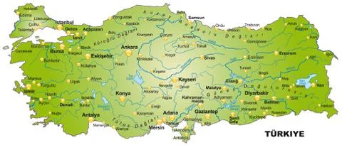 Map of turkey as an overview map in green Stock Illustration