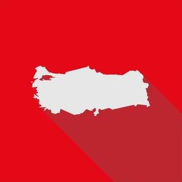 Map of Turkey on red Background with long shadow Illustrazione stock