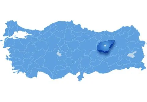 Map of Turkey, Tunceli Stock Illustration