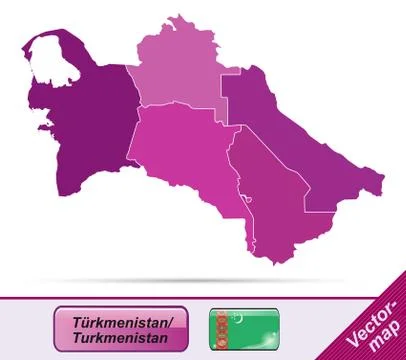 Map of turkmenistan with borders in violet Stock Illustration