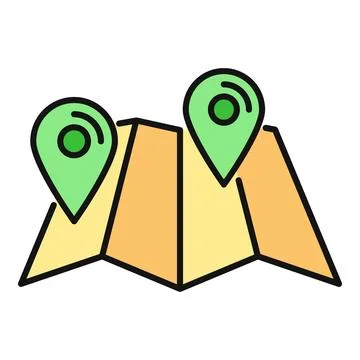 Map with two location pins indicating direction Stock Illustration