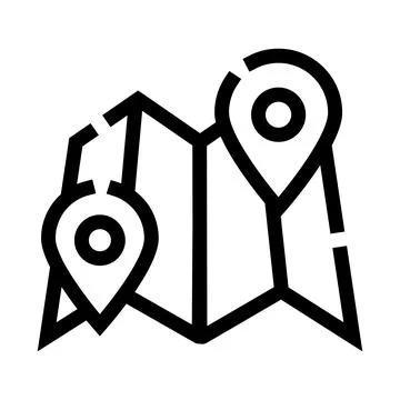Map with two location pins indicating direction Stock Illustration
