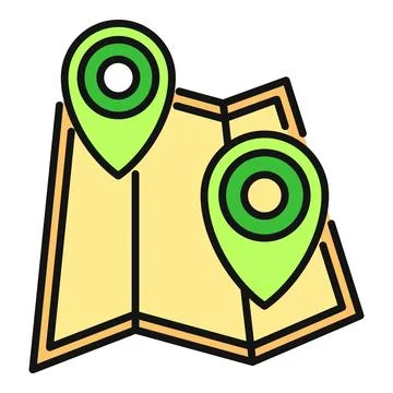 Map with two location pins for navigation Illustrazione stock