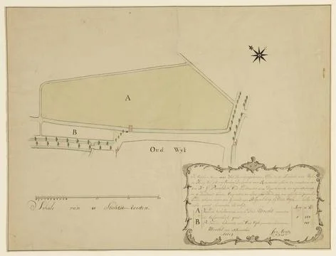 Map of two plots of land, located south of the Maliebaan in Utrecht; With ... Fotos de archivo