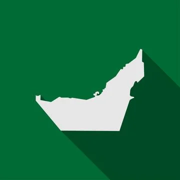 Map of UAE on green Background with long shadow イラスト素材
