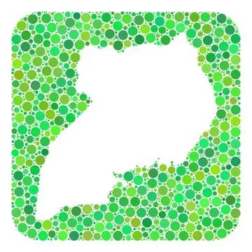 Map of Uganda - Dotted Collage with Stencil Stock Illustration