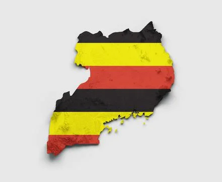 Map of Uganda with the flag designed by the land structure on white Background, Stockillustratie