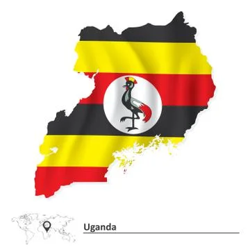 Map of Uganda with flag Stock Illustration