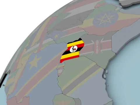 Map of Uganda with flag Stock Illustration