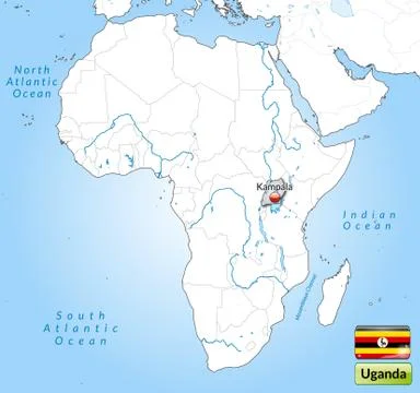 Map of uganda with main cities in gray Stock Illustration