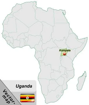 Map of uganda with main cities in pastel green Stock Illustration
