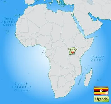 Map of uganda with main cities in pastel green Stock Illustration